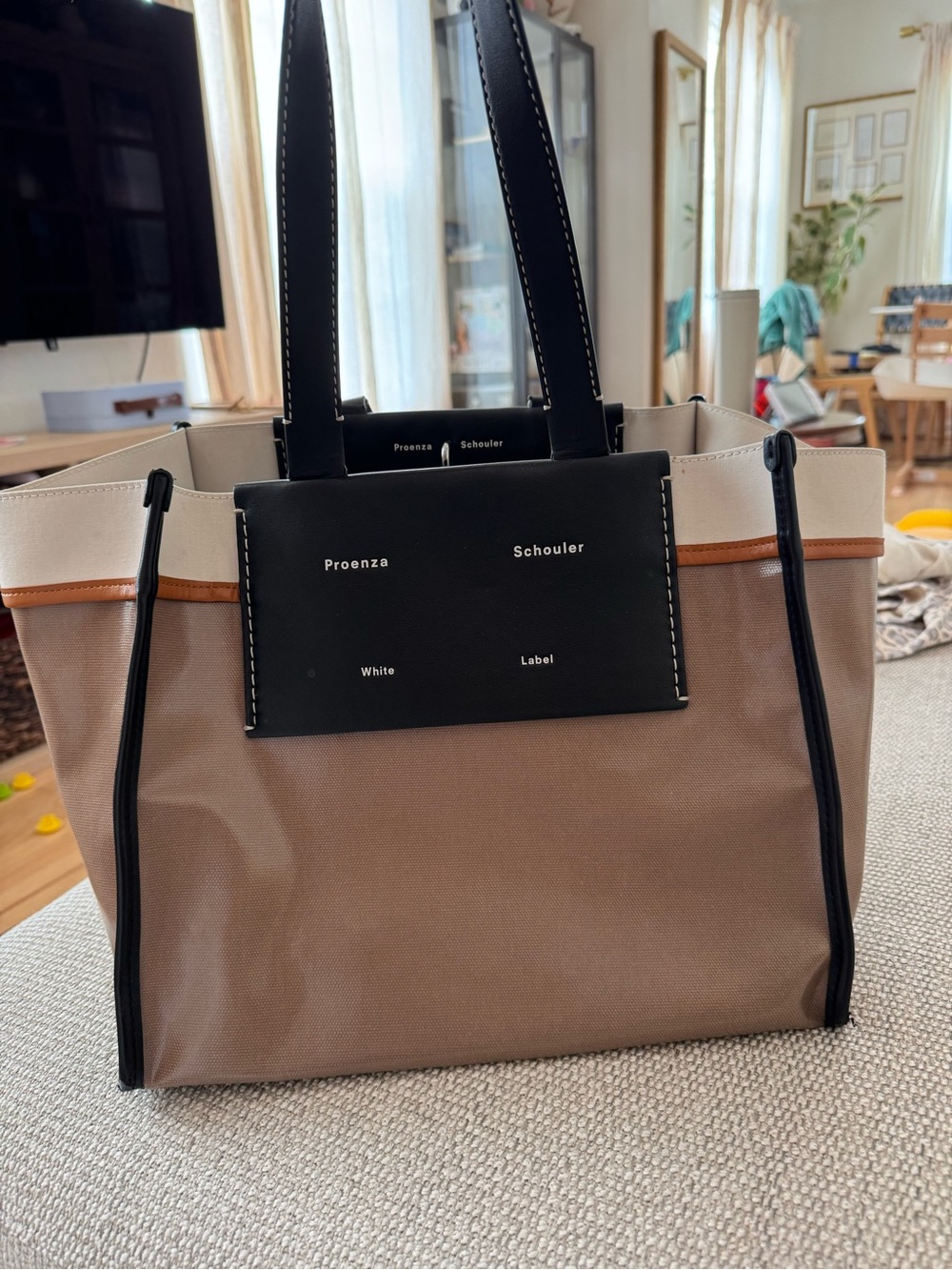 Proenza Schouler White Label Large Coated Canvas Tote in Clay